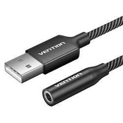 Jednoportová externí zvuková karta USB Vention Gome 0,25 m (černá)