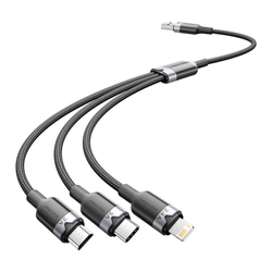Kabel USB 2.0 A samec na USB-C, Lightning a Micro-B samec 3 v 1 Vention 3A CTPBG 1,5 m
