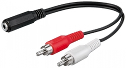 Kabel adapter gn. jack 3,5mm - 2x wt. RCA 20cm