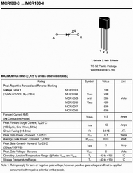 Tyristor MCR100-8 600V/0,8A Igt=0,2mA TO92