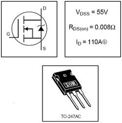 IRFP064N N MOSFET 55V/110A/200W/8mohm TO247AC