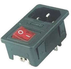 Síťový konektor IEC60320 230V na panel, pojist.pouzdro, vypínač /AS10/