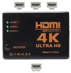 HDMI přepínač 3x HDMI s ovladačem 4K UH-301 /HDMI switch/