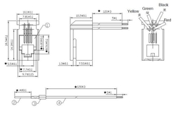 Zdířka RJ10 4P4C panelová s drátovými vývody 120mm