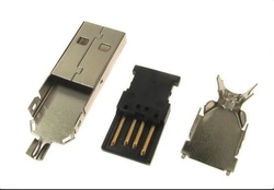 USB konektor TYP A na kabel, kovový kryt