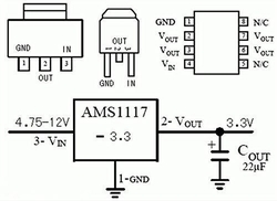 AMS1117-3.3  stabilizátor +3,3V/0,8A SOT-223