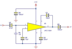 uPC1182H, NF zesilovač 5,8W, SIP-7