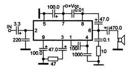 KIA7313AP -  nf zesilovač 14V/0,7W, SIP9