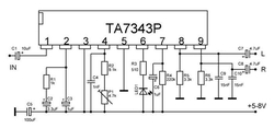 TA7343P - FM PLL stereodekodér, SIP9 /KIA7343AP/