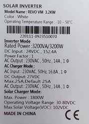 Hybridní měnič napětí REVO VM3200-24, 3,2kW/24V, reg. MPPT - repas