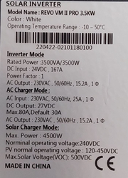 Hybridní měnič napětí REVO VM II PRO 3500-24, 3,5kW/24V, reg.MPPT