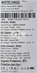 Hybridní měnič napětí MPS-3500H, 3,5kW/24V, regulátor MPPT