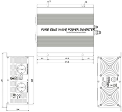 Měnič napětí 12V/230V 2000W, CARSPA SK2000, čistá sinus.D.O. drátové