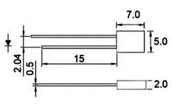 LED 2x5x7mm červená difuzní