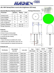 LED 10mm zelená čirá 12Cd/ 20mA 30°