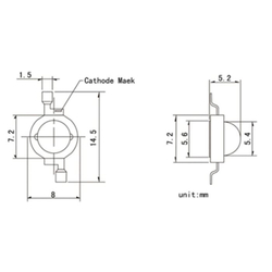 LED 3W bílá 6000K, 180lm, 3,2-3,6V, 120°