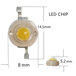 LED 3W teplá bílá 3000K, 160lm, 3,2-3,6V, 120°