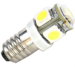 Žárovka LED E10 12V / 1W, bílá, 6xSMD5050