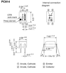 PC814 optočlen 5kV TKR 20-300% DIP4 (AC input)