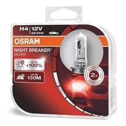 Žárovky halogen Osram H4 12V 60/55W, NIGHT BREAKER SILVER 2ks