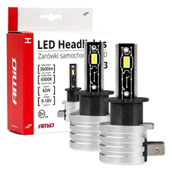 Žárovka LED H3 MINI 9-18V/42W, 2ks , bílá, AMIO