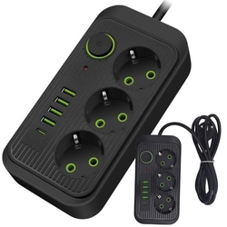 Prodlužovací přívod 2m-3x 3pól + 4x USB + 1xUSB-C + vypínač