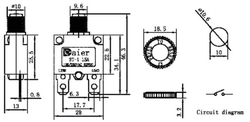 Nadproudový tepelný jistič ST-1 250VAC/10A nebo 32VDC/10A