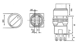 Přepínač otočný A16-22ZX2, ON-ON 2pólový, 250V/3A