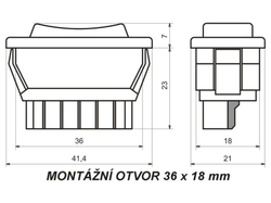 Tlačítko kolébkové ASW-01, (ON)-OFF-(ON)2pol. 12V/20A