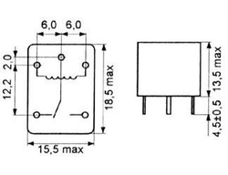 Relé JZC-6F1C (4098) 5V 28VDC/2A(230VAC/1A) 19x16x15mm