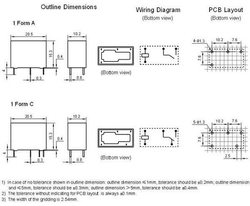 Relé JZC-33F1C 12V, kontakty 250VAC/5A(30VDC/10A)