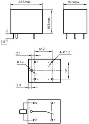 Relé JZC-4123 12V, kontakt 28VDC/10A(240VAC/7A)