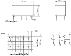 Relé JRC-19F 24V, 24V=/1A(120VAC/1A) 20x10x12mm