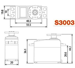 Servo plastové S3003 360° 12kg, plastové převody