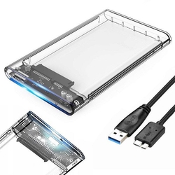 Externí box pro SATA 2,5” HDD s připojením na USB 3.0, transparentní