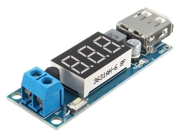 Napájecí modul, step-down měnič 4,5-40V na 5V/2A, USB+voltmetr
