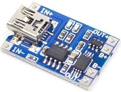 Nabíječka Li-Ion článku 1A s ochranou, modul s IO TP4056 (mini USB)