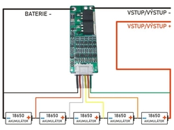 Ochranný obvod a balancér pro 5 Li-Ion článků 18650, proud do 15A