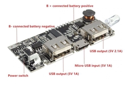 Napájecí modul, step-up měnič 5V + nabíječka Li-Ion s displejem