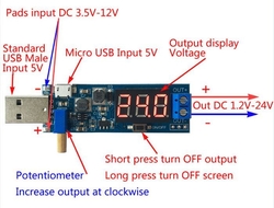 Napájecí modul, step-up měnič 3,5-12V na 1,2-24V včetně USB