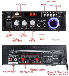 Zesilovač, rádio, bluetooth, přehrávač MP3, karaoke BT-298A