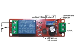 Modul časového zpoždění s relé 1-10s, modul s NE555, napájení 12V