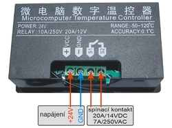 Digitální termostat W3230, -55 až 120°C, napájení 24VDC