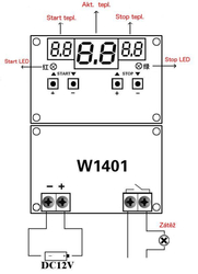 Digitální termostat W1401, -9 až 99°C