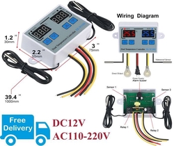 Digitální termostat duální W1088, -50 až +110°C, napájení 12V