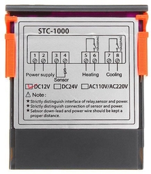 Digitální termostat STC-1000, rozsah -50 ~ +99°C, napájení 24VDC