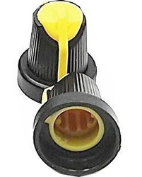 Přístrojový knoflík 15x17mm, hřídel 6mm černo-žlutý
