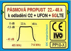 Pásmová propust UHF (22-48k), PP10-X k odladění O2+UFON+LTE