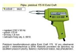 Pistolová páječka 175W EXTOL Craft