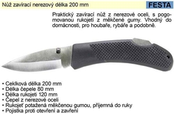 Nůž zavírací nerezový Festa 200mm